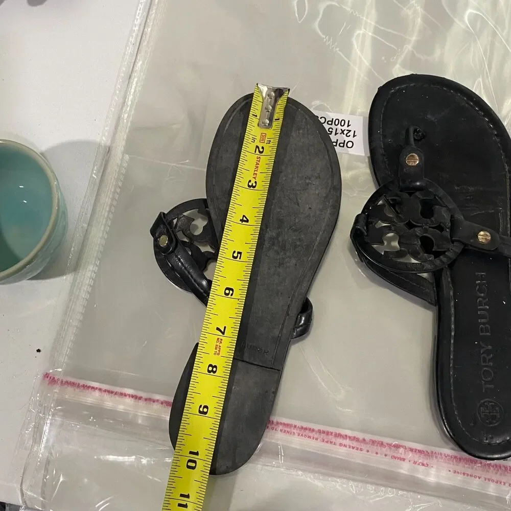 Tory Burch Miller Flip-Flop Thong Sandal Women's Black Leather Slip-On Summer